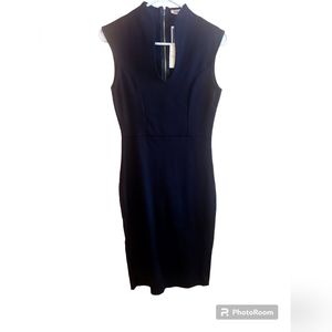 LBD fitted gold back zipper Midi